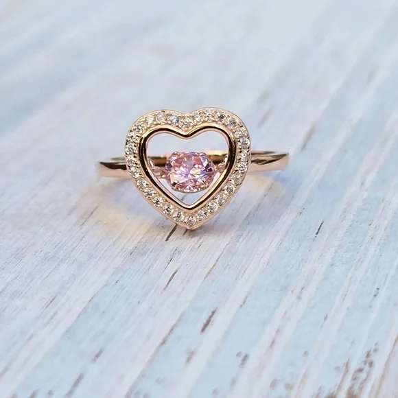 Pink Tanzanite ✦ Heart‑Shaped Moissanite Ring ✦ Sterling Silver 14K Rose Gold 7 - Picture 4 of 12